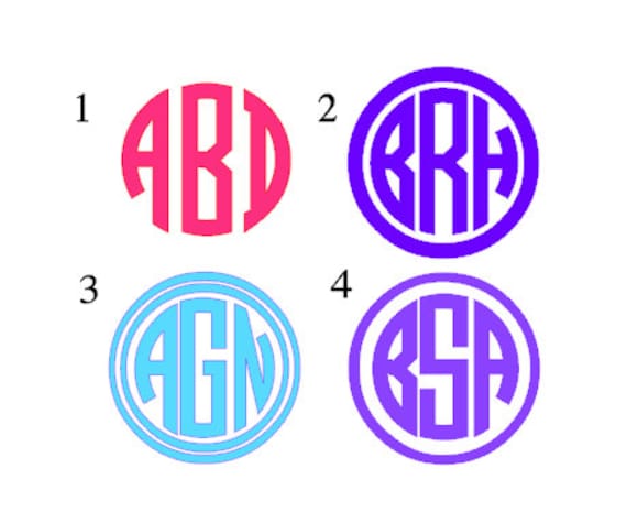 Monogram Decal, Personalized Car Monograms, Circle Monogram Decal