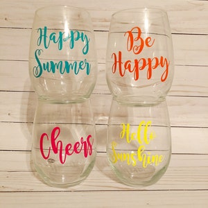 Summer Stemless Wine Glass, 21 ounce Stemless Wine Glass, Stemless Wine Glass, Stemless Glass, Summer Wine Glass, Acrylic Stemless