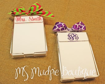 Personalized Acrylic Notepad Holder, Monogrammed Notepad Holder, Desk Accessory, Note Holder, Acrylic Accessory