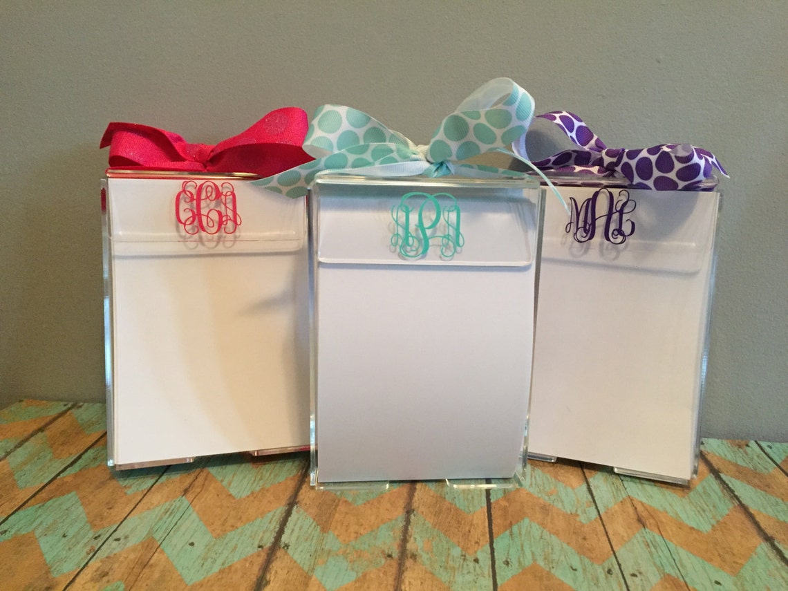 Personalized Acrylic Notepad Holder Monogrammed Notepad Etsy