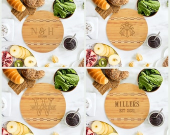 Round Cutting Board, Personalized Cutting Board, Engrave Cutting Board, Charcuterie Board, Christmas Gift, Wedding Gift, Wood Cutting Board