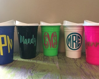 Personalized Party Cups, Monogrammed Party Cups, Double-Walled Cups, 16 oz Personalized Cups, Party Cups, Reusable Cup, Insulated Cup