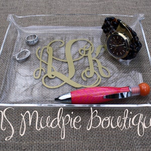 Large Acrylic Monogram Jewelry Tray, Desk Organizer, Catch All Tray, Personalized Tray Bild 2