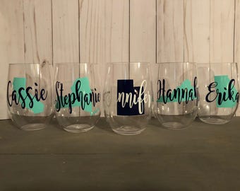 State Stemless Wine Glass, 21 ounce Stemless Wine Glass, Stemless Wine Glass, State Stemless, Stemless Cocktail, Acrylic Stemless