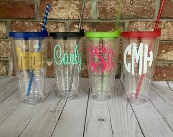 Personalized Acrylic Tumbler, Monogrammed Tumbler, Tervis Style Tumbler, Double Walled Tumbler