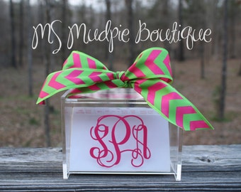 Monogrammed Acrylic Recipe Box with 60 Cards and Dividers, Personalized Recipe Box, Mother's Day Gift