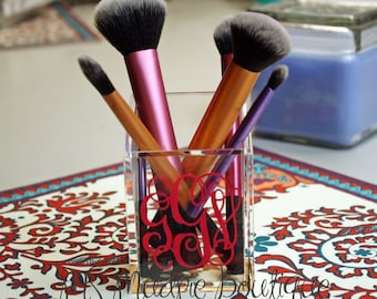 Makeup Brush Holder, Cosmetic Brush Holder, Monogrammed Brush Holder, Makeup Vanity Decor, Makeup Brush Holder, Monogrammed Makeup Storage