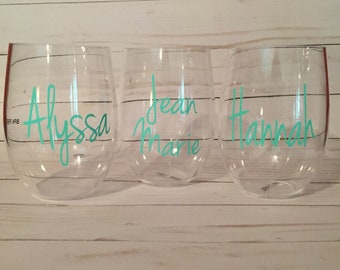 Monogrammed Acrylic Stemless Wine Glass, BPA Free, Stemless Wine Glass, Acrylic Stemless, Acrylic Wineglass, Wineglass with Name