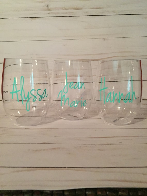 Monogrammed Acrylic Stemless Wine Glass, BPA Free, Stemless Wine Glass, Acrylic  Stemless, Acrylic Wineglass, Wineglass With Name 