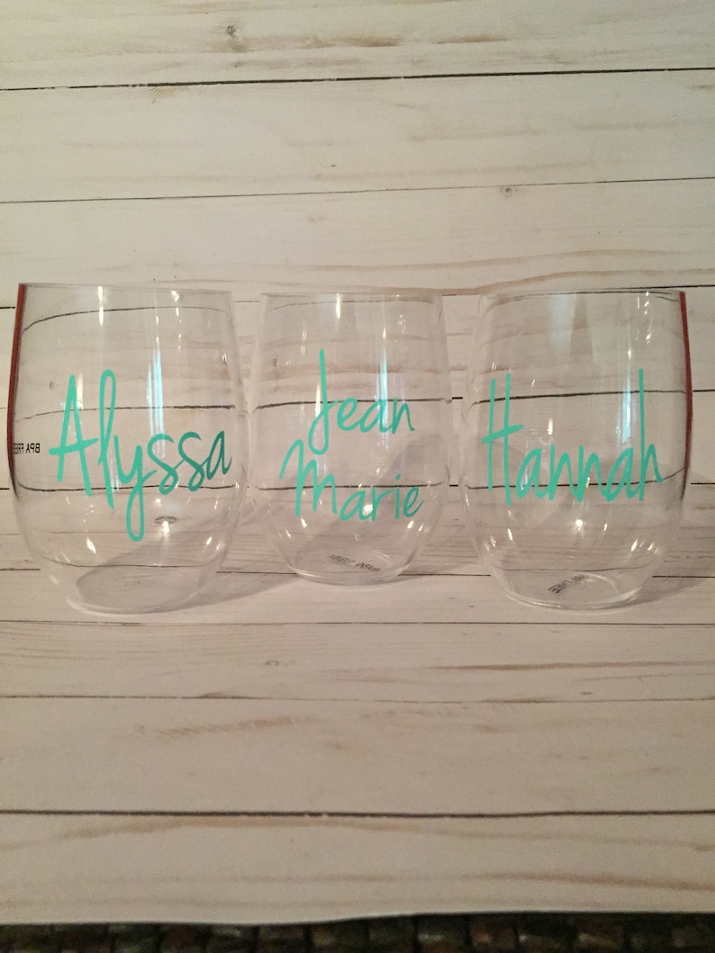 Monogrammed Acrylic Stemless Wine Glass BPA Free Stemless Etsy