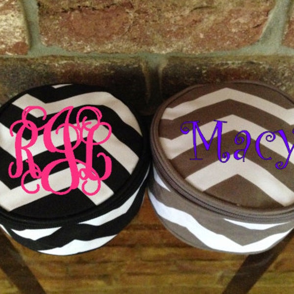 Monogrammed/Personalized Chevron Jewelry/Cosmetic Bag