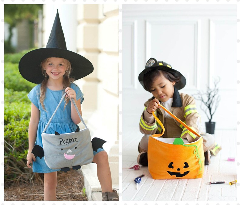 Trick or Treat Bag Halloween Treat Bag Personalized Halloween Bag Kids Halloween Bag Halloween Tote with Monogram Plush Halloween Tote