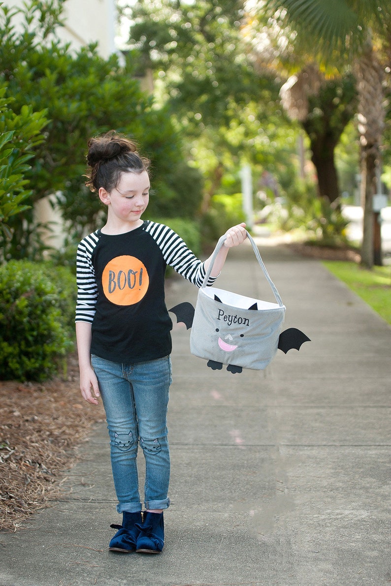 Trick or Treat Bag Halloween Treat Bag Personalized Halloween Bag Kids Halloween Bag Halloween Tote with Monogram Plush Halloween Tote