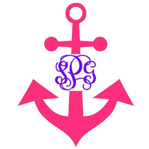 May include: A pink anchor with a purple monogram "SPC" in the center.