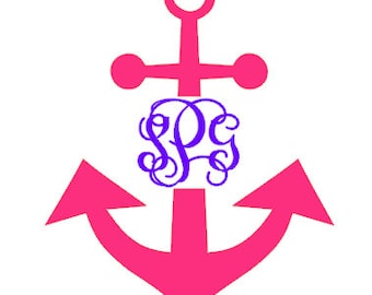 May include: A pink anchor with a purple monogram "SPC" in the center.