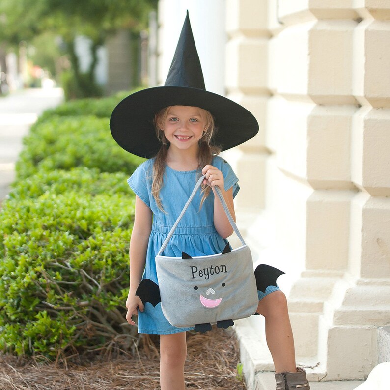 Trick or Treat Bag Halloween Treat Bag Personalized Halloween Bag Kids Halloween Bag Halloween Tote with Monogram Plush Halloween Tote