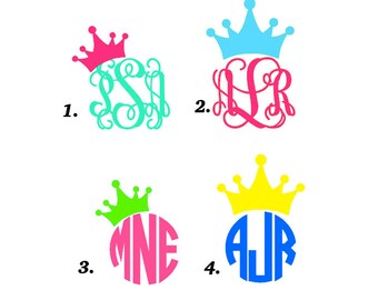 Crown Monogram Princess Decal (Various Sizes Available)