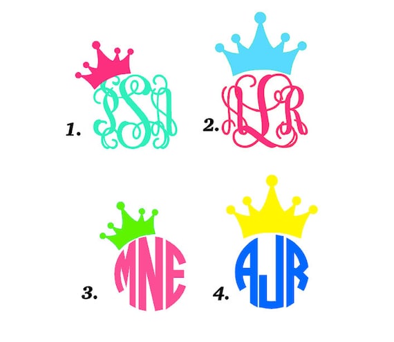 Crown Monogram Princess Decal (Various Sizes Available)