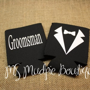 Wedding Party Can Cooler, Wedding Day Can Holder, Groomsman Can Holder, Can Cooler, Wedding Party Can Cooler, Beverage Insulator