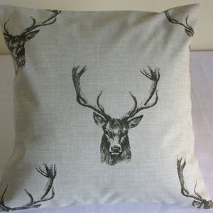 Designer Stag Cushion Cover Handmade 16" Fryetts large stag deer buck head hygge bolster pillow country cottage modern