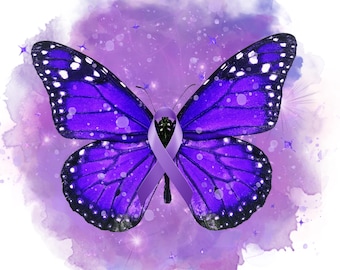 Purple Awareness Butterfly Clipart | Digital Download SVG for Epilepsy, Lupus, Fibromyalgia, and More