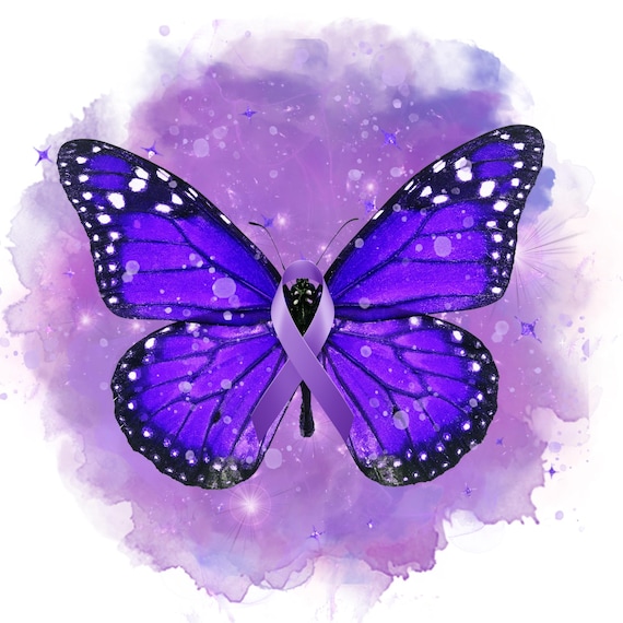 Purple Awareness Butterfly Clipart | Digital Download SVG for