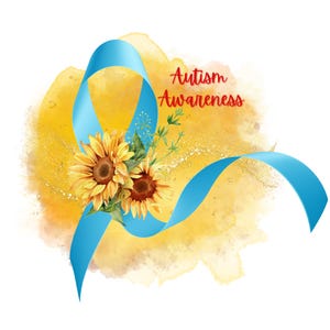 Autismus Schleife mit Sonnenblume Clipart