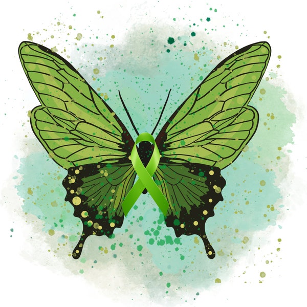 Green Awareness Butterfly Ribbon Clipart