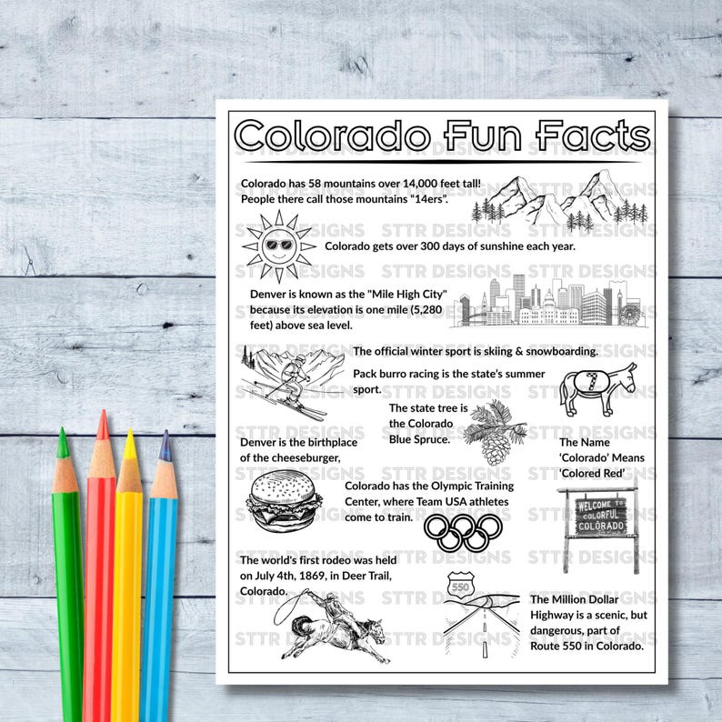 Colorado Coloring Pages – State Symbols, Landmarks, Fun Facts & Map ...