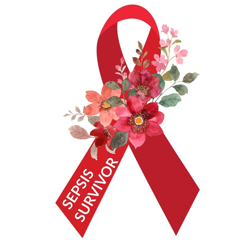 Sepsis Ribbon Color Sepsis Awareness Clipart Bundle: Red Ribbon, Butterfly Graphics (PNG ...