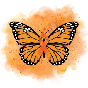 Orange Awareness Ribbon Butterfly Clipart | ADHD, MS, FND, Leukemia Svg | Instant Digital Download