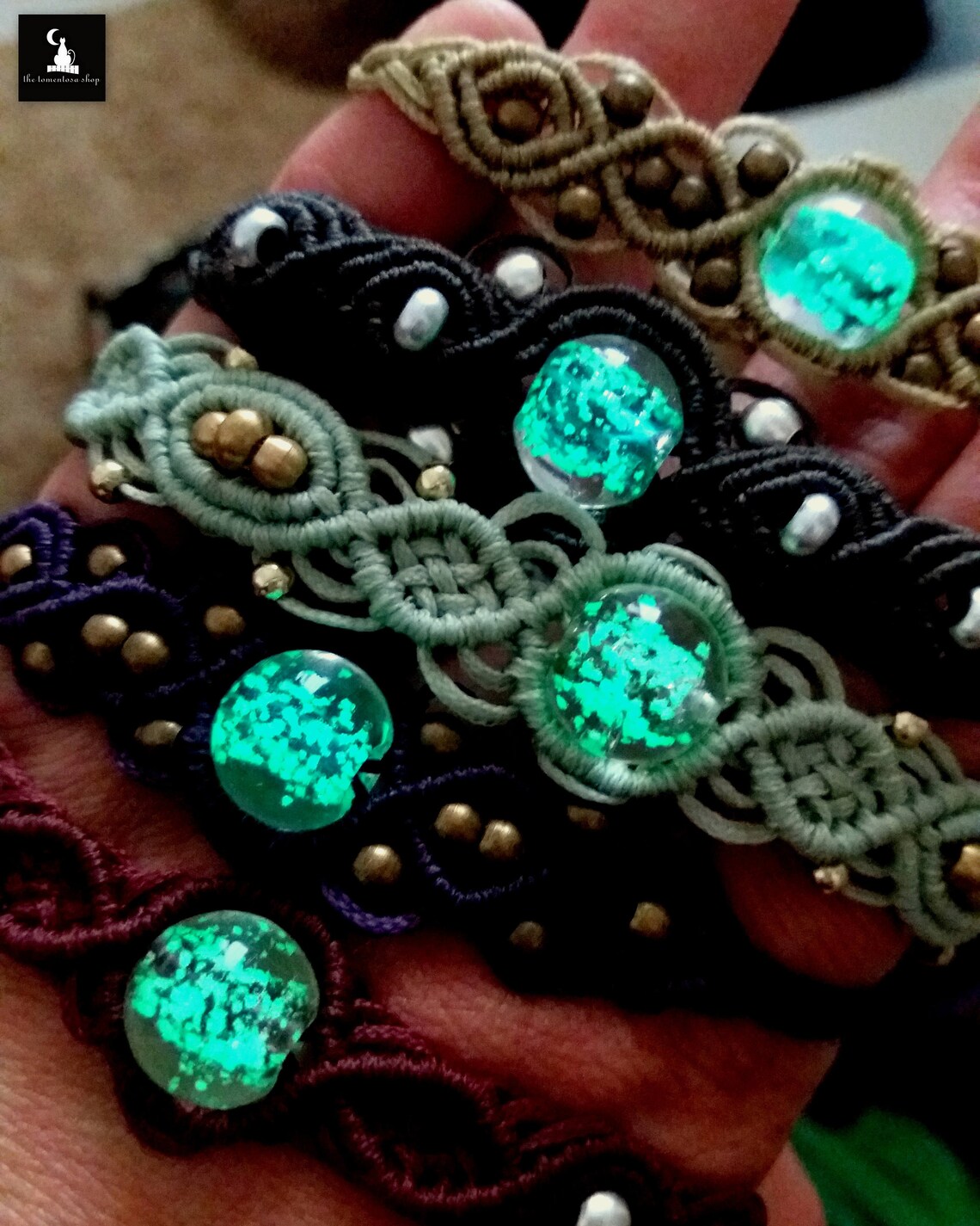 Micro-macrame Bracelet With Bead That Glow in the Dark - Etsy