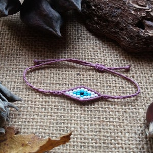 Evil eye Macrame bracelet with seed beads