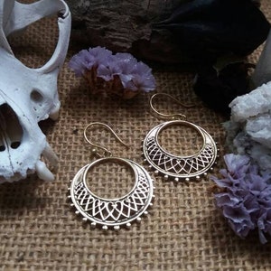 Brass Mandala hoop earrings