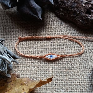 Small evil eye Macrame Bracelet wit seed beads