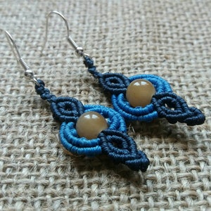 Blue Macrame Drop Earrings