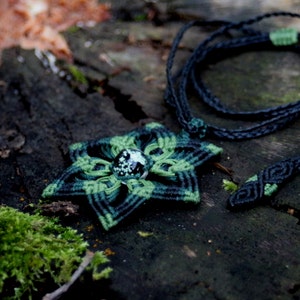 Glow in the dark Macrame mandala Necklace