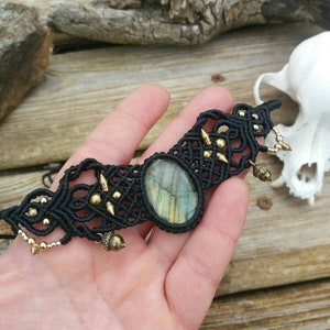 Labradorite macrame  choker necklace, heapiece
