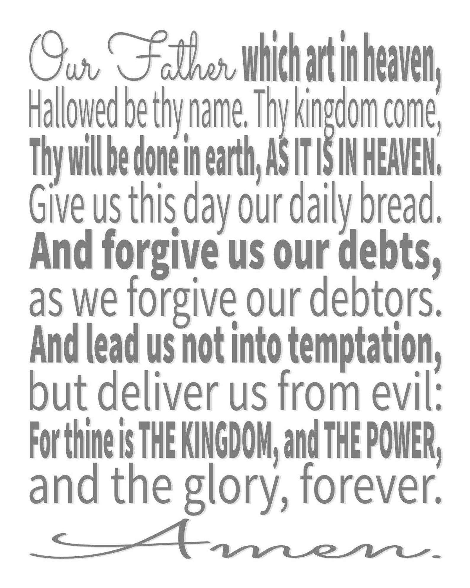 The Lord's Prayer, the Lords Prayer, Lords Prayer Art, Lords Prayer Print, Printable Art