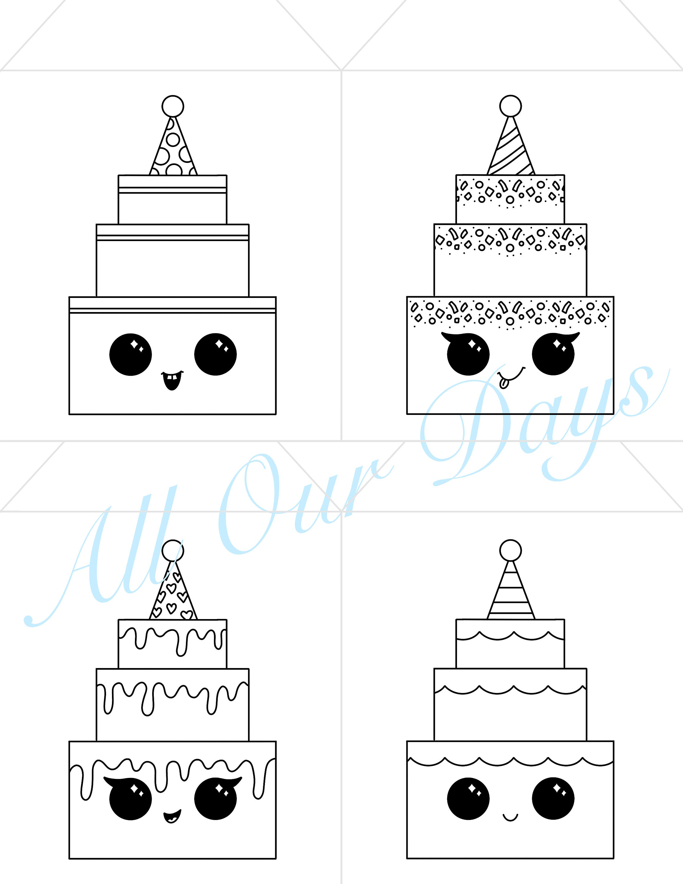 Birthday Cake Banner, Birthday Bunting, Color Your Own Banner Bunting ...