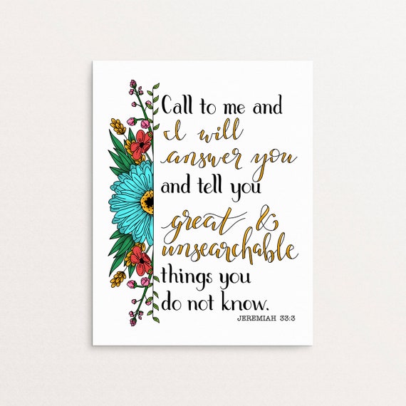 Jeremiah 33 3 Bible Verse Wall Art Scripture Word Art Digital Etsy