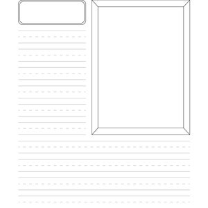 May include: A blank lined paper with a black rectangular frame and a smaller black rectangular box at the top left corner.
