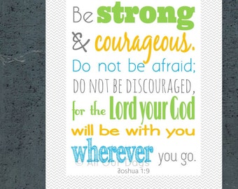 Boys Room Decor, Kids Bedroom, Boys Bedroom, Kids Room Decor, Kids Room, Bible Wall Art, Scripture, Joshua 1:9, Be Strong and Courageous