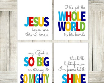 Jesus Loves Me, This Little Light of Mine, Kids Room Christian, Word Art, Wall Art, Sunday School Songs, Nursery Wall Art, Kids Bible Songs