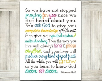 Colossians 1:9&10 // INSTANT DOWNLOAD // Wall Art Print