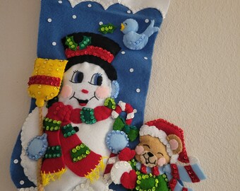 RECIEVE BY CHRISTMAS * * * 16" Frosty and bear Stocking