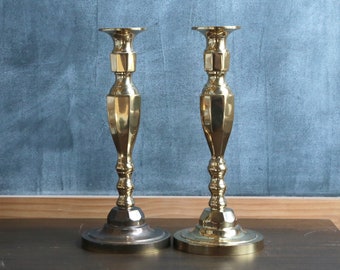 Vintage Brass Candlestick Holders, Set of 2, Traditional Home Decor