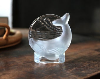 Vintage Clear Glass Whale Candleholder by PartyLite, Votive or Tea Light Holder, Glass Candle Holder, Ocean, Nautical