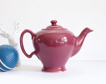 Vintage Teapot, Ceramic Teapot, Burgundy Red, 1940s Teapot, McCormick Tea, Baltimore Maryland, American Pottery *Hairline Crack