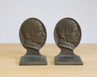 Vintage Metal Pope Bookends, Bronze Bookends, Catholic, Pope John Paul II, Religious, Relic, Christianity, Church, Library